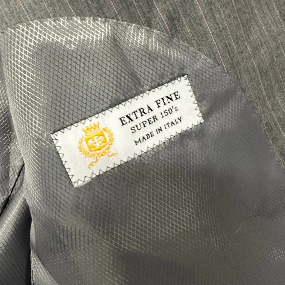 Giorgio Sanetti Mens Wool Suit Jacket and Pants Set Gray 50L‎ Made in Italy
